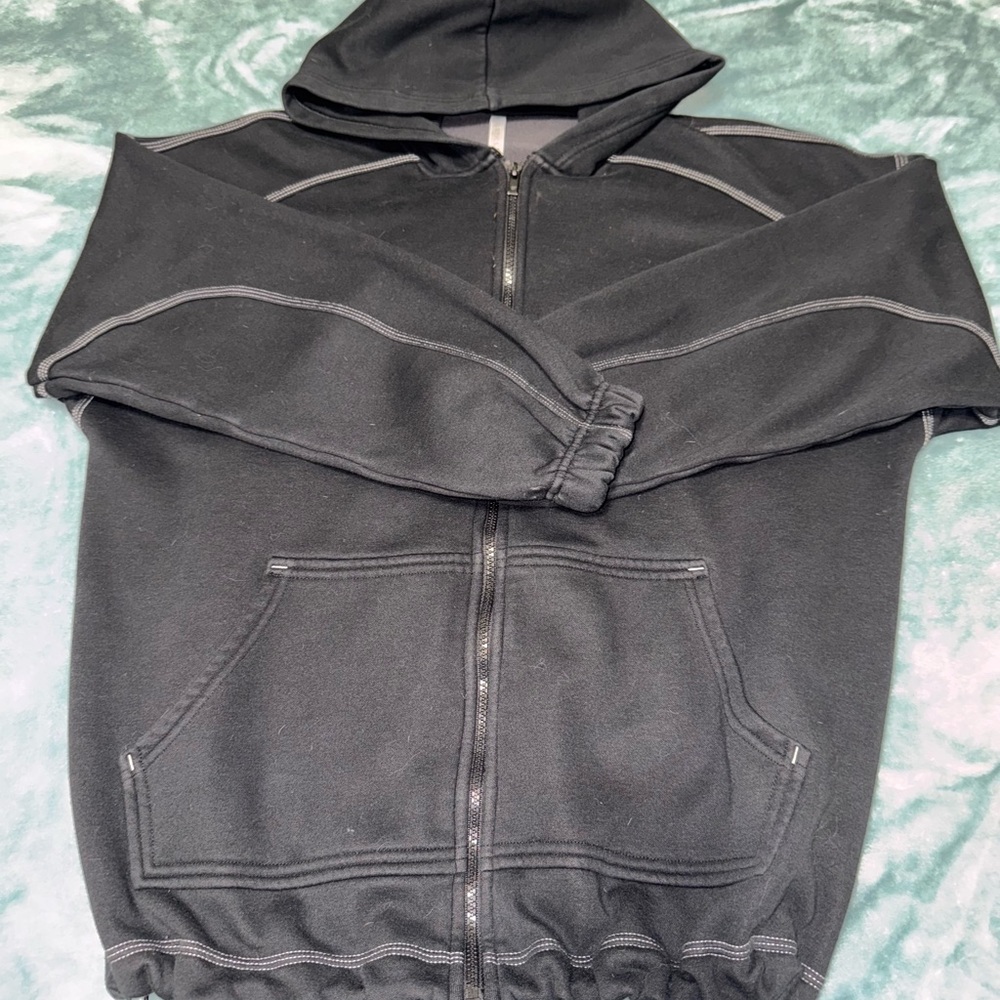 Women’s Fabletics Oversized Black Hooded Zip-Up Sweater